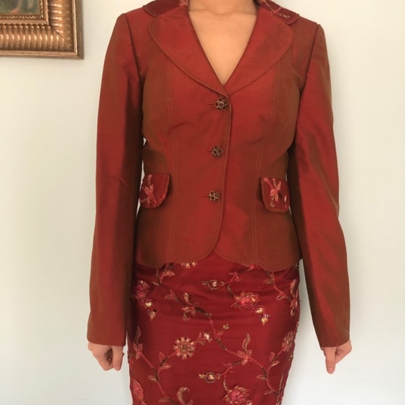 Dresses & Skirts - Vintage Burnt Orange Beaded Silk Skirt Suit Set. Rare find , nice workmanship.